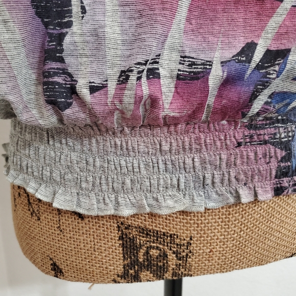 Style & Co. Floral graphic print top tunic stud accents Petite Small - Picture 4 of 7